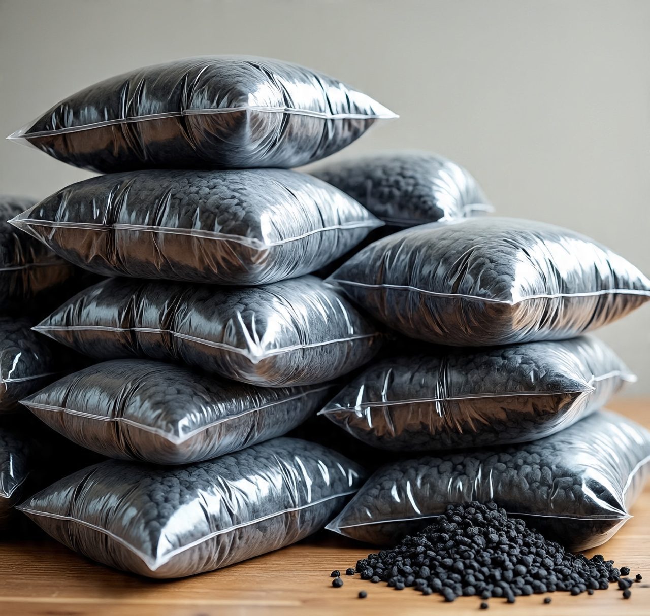 palm kernel shell charcoal in bags
